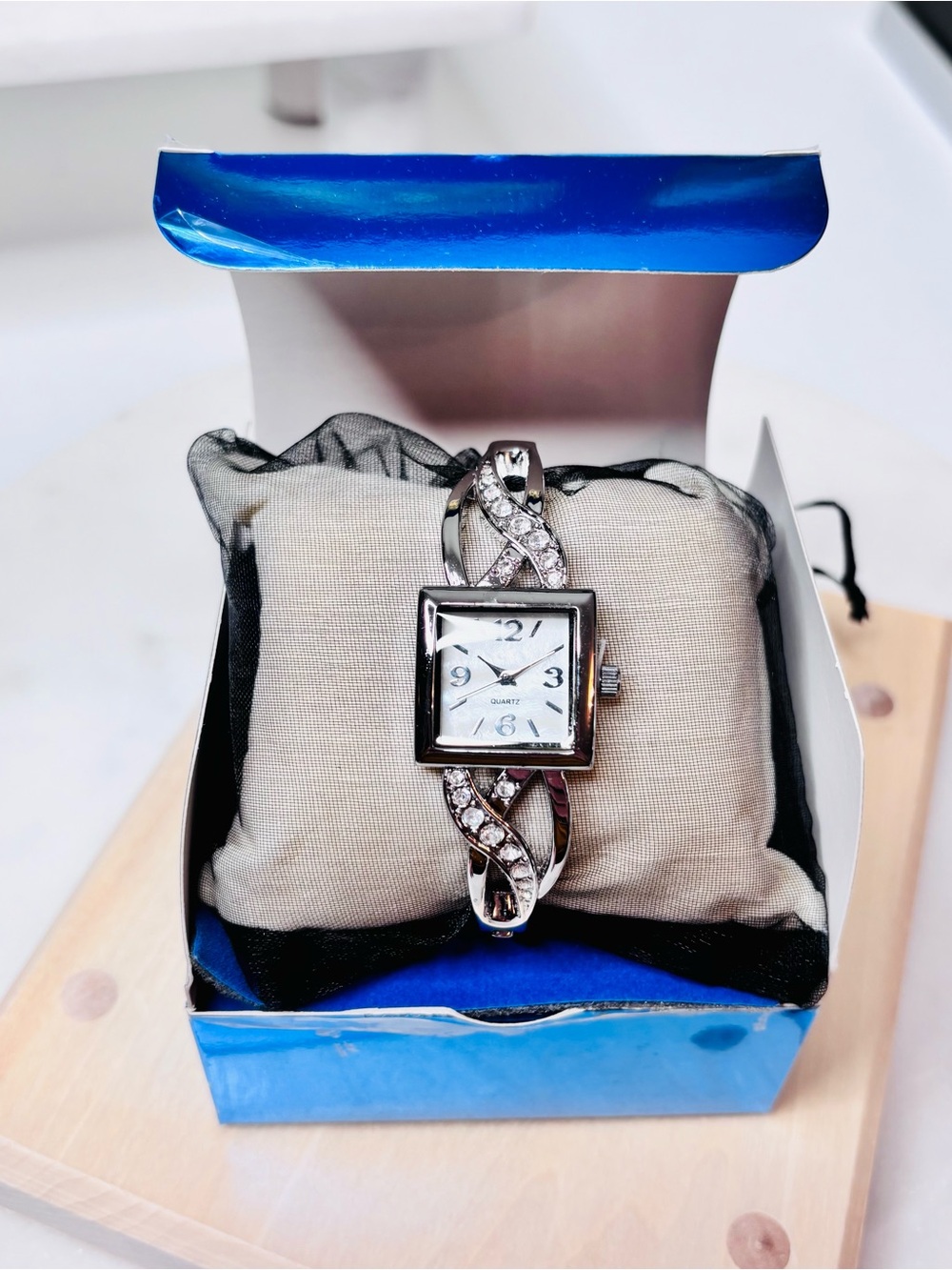 Avon Believe in Love Silver Crystal Accent Women's Bracelet Bangle Watch